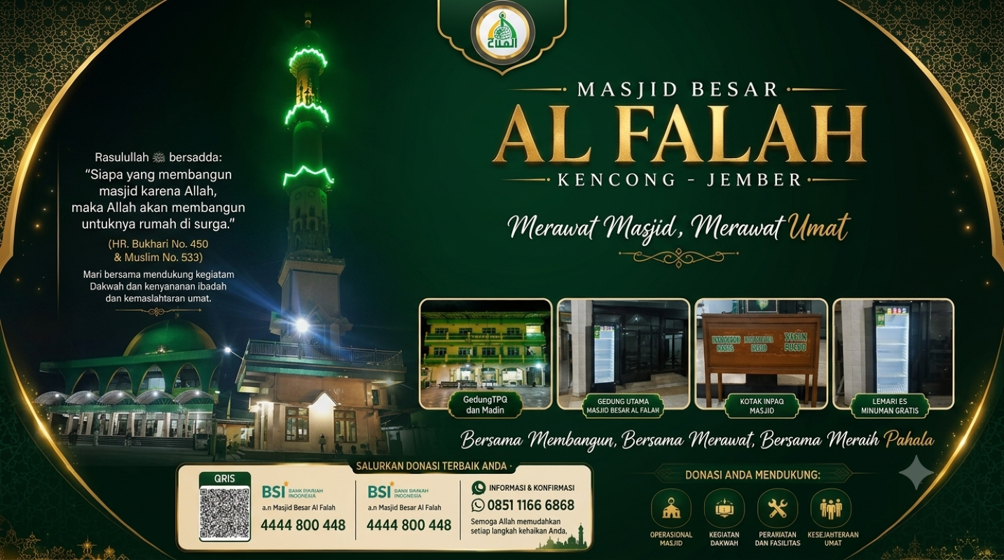 Bersama Merawat Masjid, Bersama Meraih Pahala Jariyah di Masjid Besar Al Falah Kencong